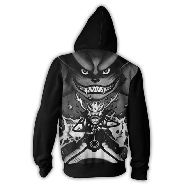 Naruto Hoodies - Naruto Kurama 9 Tails Zip Up Hoodie - cosplaysos