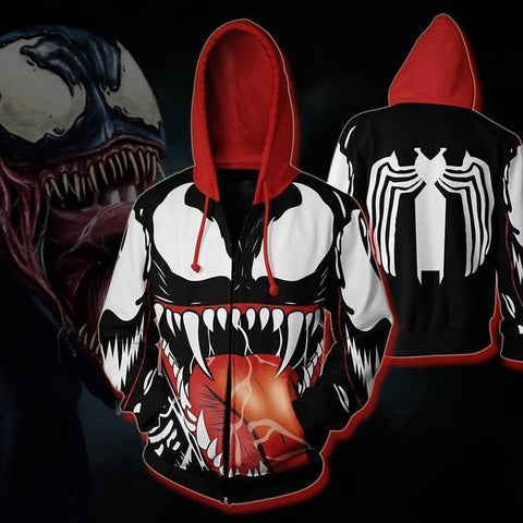Spider-Man Hoodie - Venom Zip Up Hoodie - cosplaysos