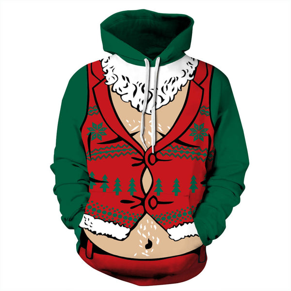 3D Print Hoodie - Santa Claus Print Pullover Hoodie CSS006 - cosplaysos