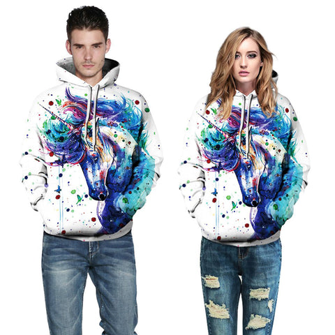 3D Print Hoodie - Alpaca Unicorn Print Pullover Hoodie  CSS032 - cosplaysos