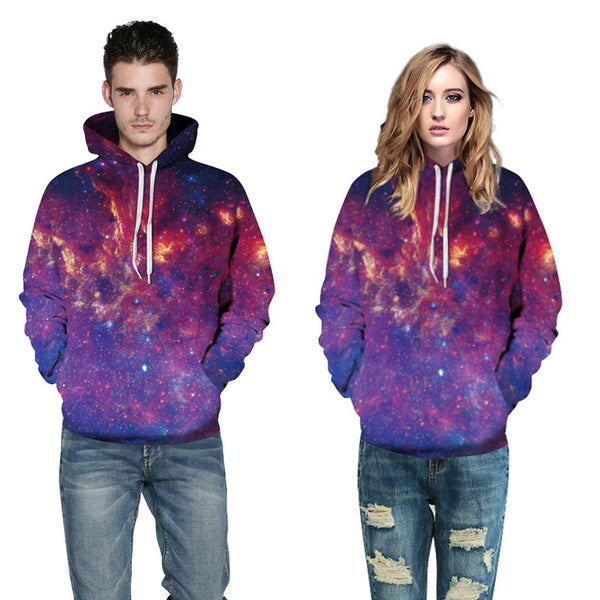 3D Print Hoodie - Purple Galaxy Space Pattern Pullover Hoodie  CSS060 - cosplaysos