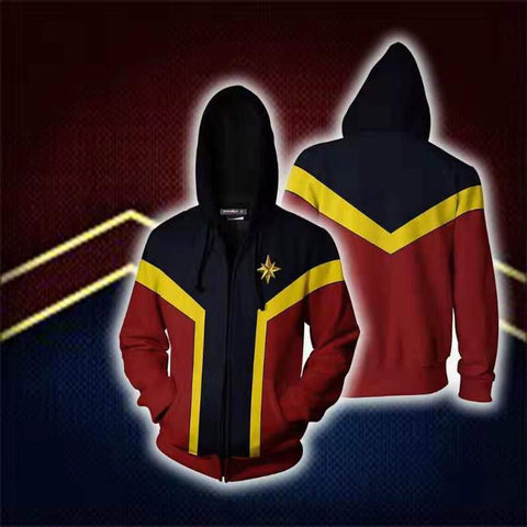 The Avengers Endgame Captain Marvel Zip Up Hoodie CSP805 - cosplaysos