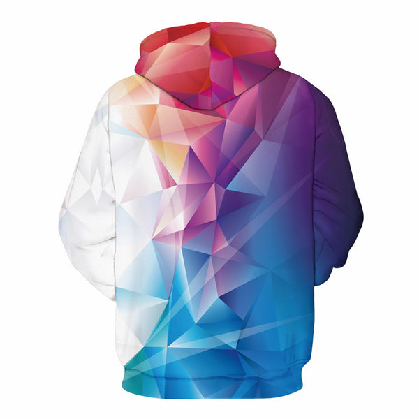 3D Print Hoodie - Bright Colorful Rhombus Print Pullover Hoodie CSS015 - cosplaysos