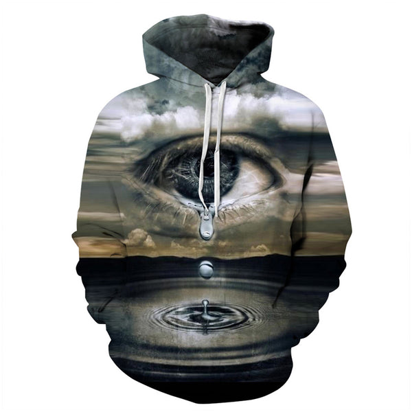 3D Print Hoodie - Eyes Tears Digital Print Pullover Hoodie  CSS057 - cosplaysos