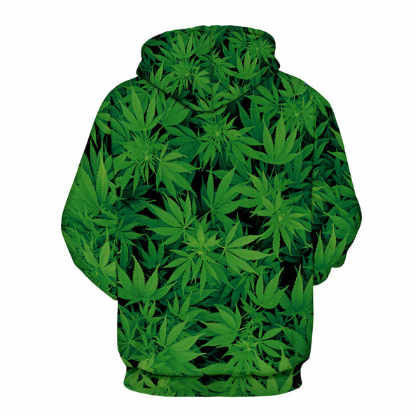 3D Print Hoodie - Green Leaves Pattern Pullover Hoodie CSS020 - cosplaysos