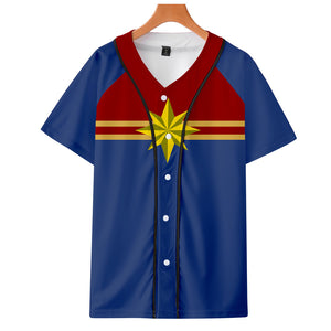 Captain Marvel T-Shirt - Carol Danvers Graphic Button Down T-Shirt CSOS933 - cosplaysos