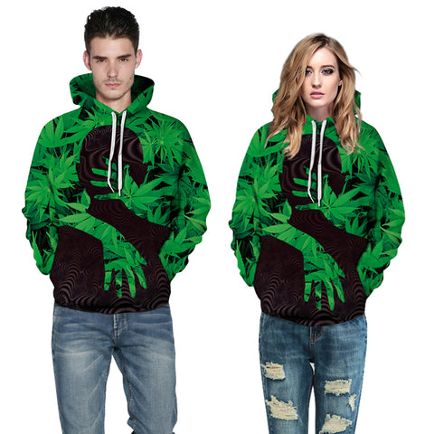 3D Print Hoodie - Green Weed Leaves  Pattern Pullover Hoodie  CSS025 - cosplaysos