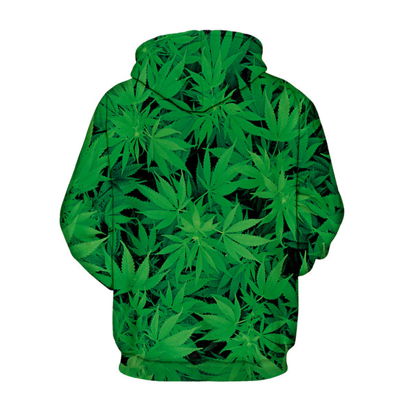 3D Print Hoodie - Green Weed Leaves  Pattern Pullover Hoodie  CSS025 - cosplaysos