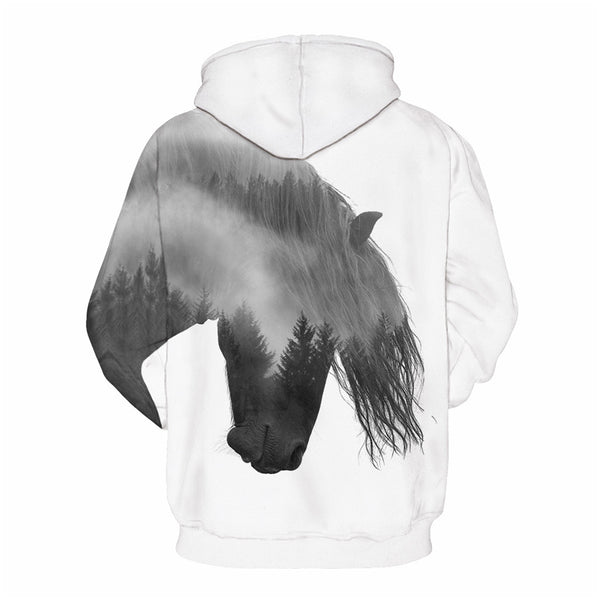 3D Print Hoodie - Forest Tree Horse Pattern Pullover Hoodie  CSS033 - cosplaysos