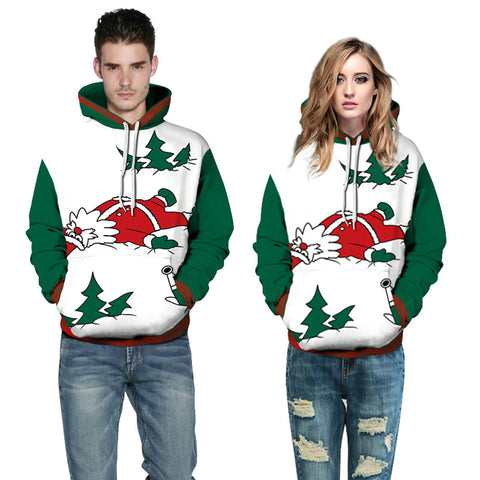 3D Print Hoodie - Christmas Santa Pattern Pullover Hoodie CSS011 - cosplaysos