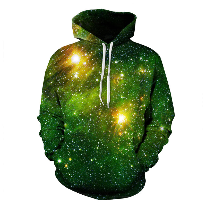 3D Print Hoodie - Green Starry Sky Pattern Pullover Hoodie  CSS064 - cosplaysos