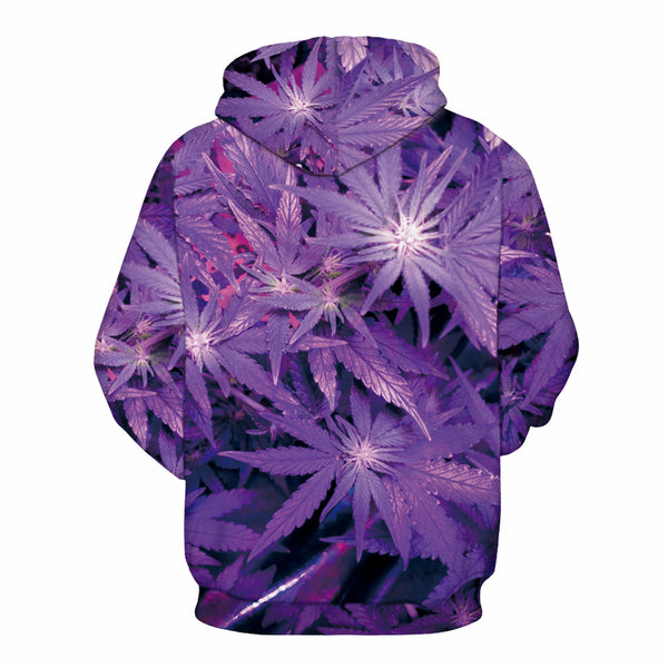 3D Print Hoodie - Purple Weed Leaf Print Pullover Hoodie CSS021 - cosplaysos