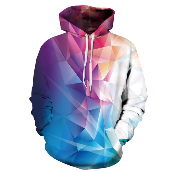 3D Print Hoodie - Bright Colorful Rhombus Print Pullover Hoodie CSS015 - cosplaysos