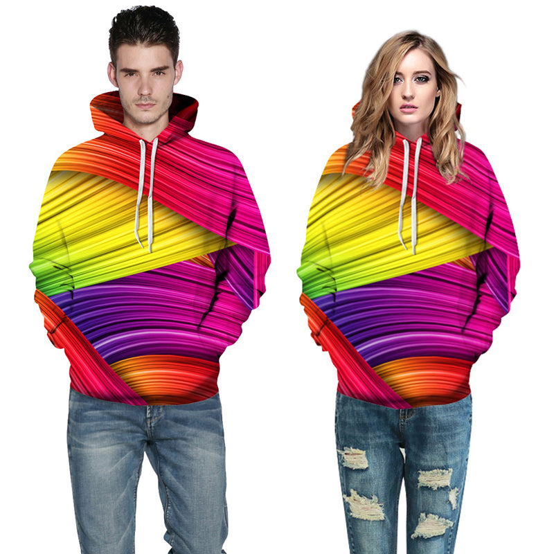 3D Print Hoodie - Colorful Stripes Pattern Pullover Hoodie CSS014 - cosplaysos