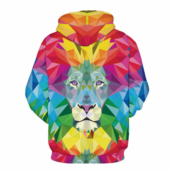 3D Print Hoodie - Colorful Lion Pattern Pullover Hoodie  CSS028 - cosplaysos