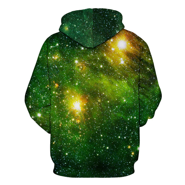 3D Print Hoodie - Green Starry Sky Pattern Pullover Hoodie  CSS064 - cosplaysos