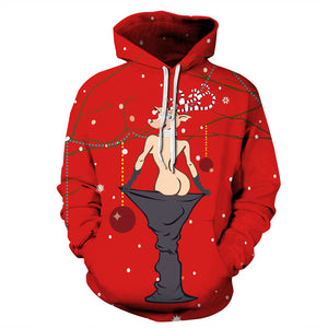 3D Print Hoodie - Reindeer Print Pullover Hoodie CSS008 - cosplaysos