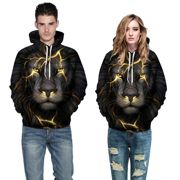 3D Print Hoodie - Lion Printing Golden Pattern Pullover Hoodie  CSS031 - cosplaysos