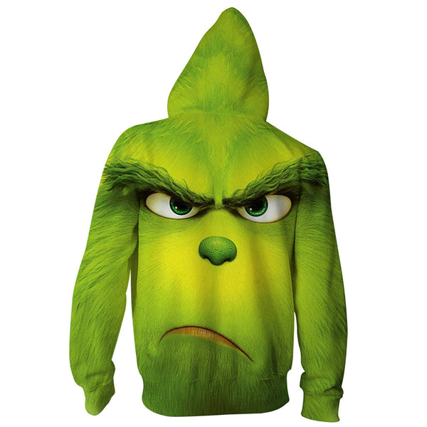 Grinch Hoodie - The Grinch Zip Up Hooded Sweatshirt CSSG004 - cosplaysos