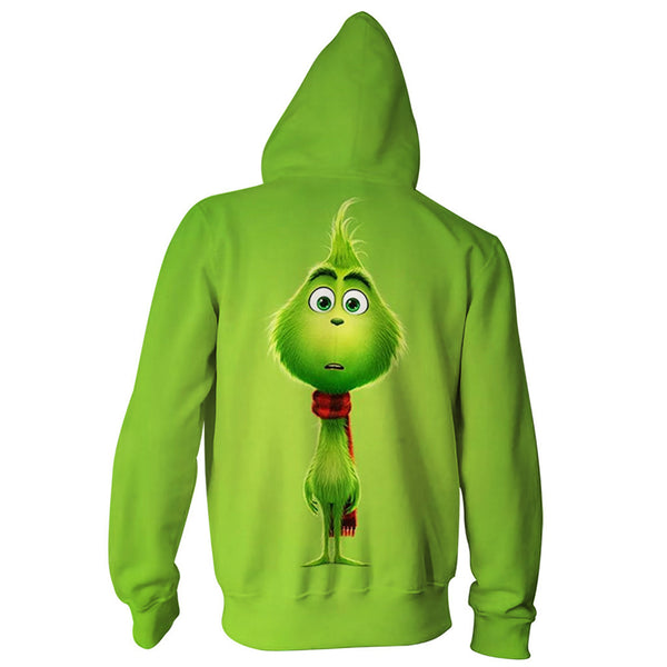 Grinch Hoodie - The Grinch Zip Up Hooded Sweatshirt CSSG005 - cosplaysos