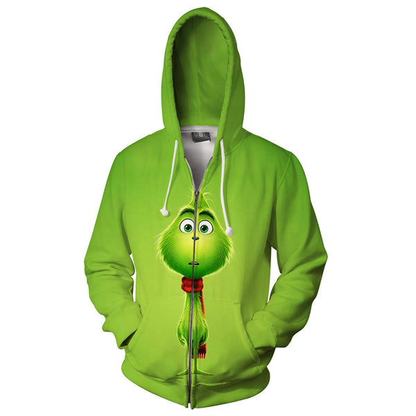Grinch Hoodie - The Grinch Zip Up Hooded Sweatshirt CSSG005 - cosplaysos