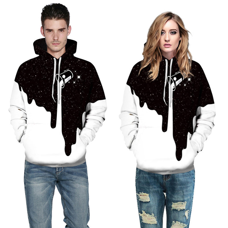 3D Print Hoodie - Black/White Galaxy Pattern Pullover Hoodie CSS001 - cosplaysos