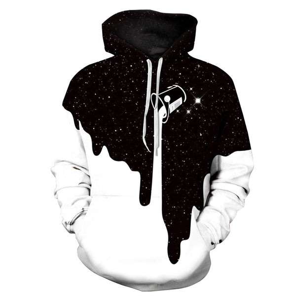 3D Print Hoodie - Black/White Galaxy Pattern Pullover Hoodie CSS001 - cosplaysos