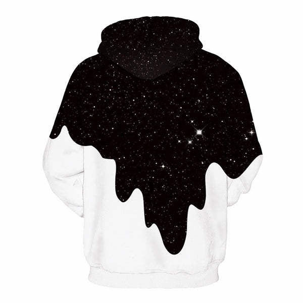 3D Print Hoodie - Black/White Galaxy Pattern Pullover Hoodie CSS001 - cosplaysos