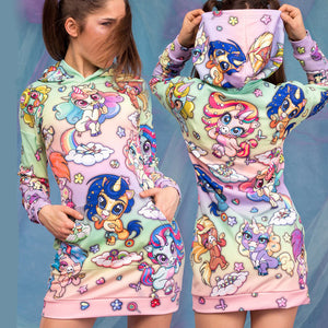 Rainbow Unicorn Hoodie Dress - cosplaysos