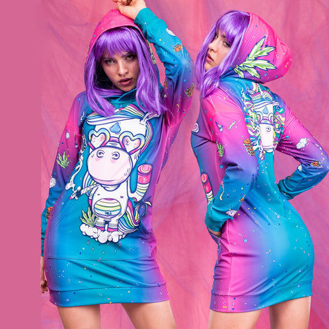 Glasses Unicorn Hoodie Dress - cosplaysos