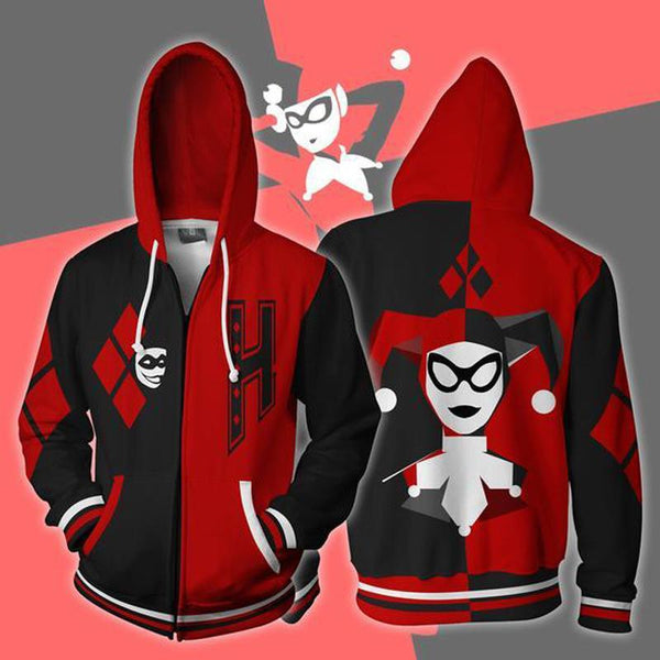 Batman Hoodie - Harley Quinn Zip Up Hoodie CSOS043 - cosplaysos