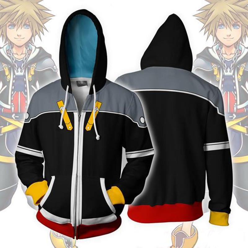 Kingdom Hearts 2 Hoodie - Sora Black Zip Up Hoodie CSOS304 - cosplaysos