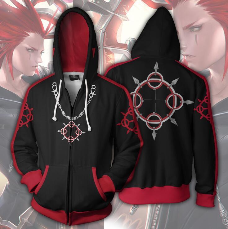 Kingdom Hearts Hoodie - Axel Zip Up Hoodie CSOS318 - cosplaysos