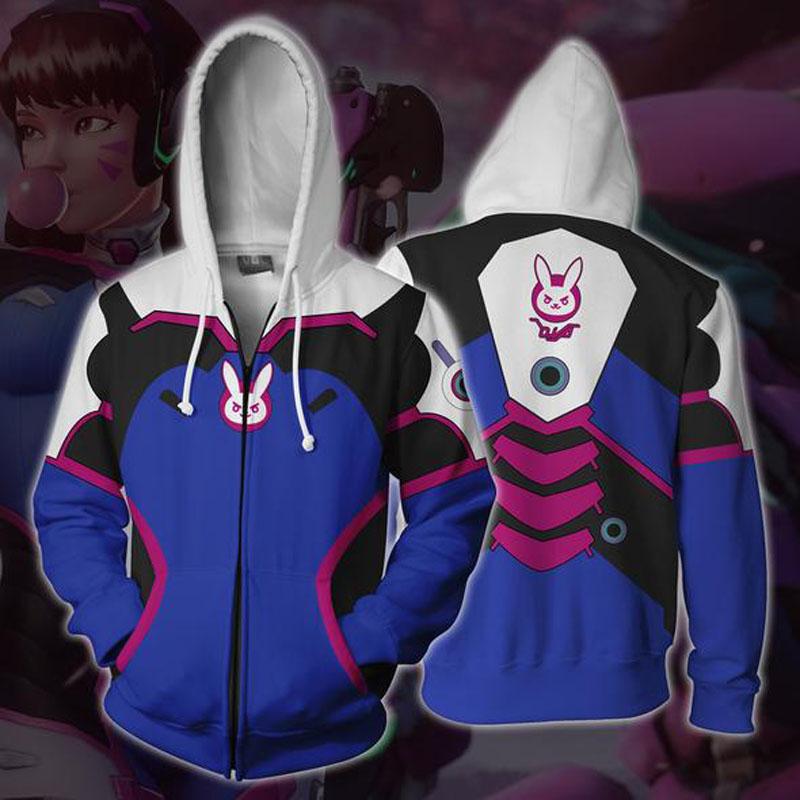 Overwatch Hoodie - D. Va Zip Up Hoodie CSOS508 - cosplaysos