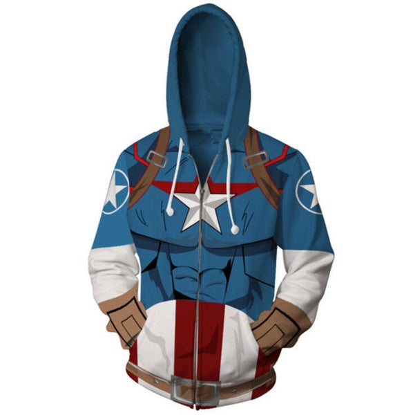 Captain America Hoodie - Steve Rogers Zip Up Hoodie CSOS554 - cosplaysos
