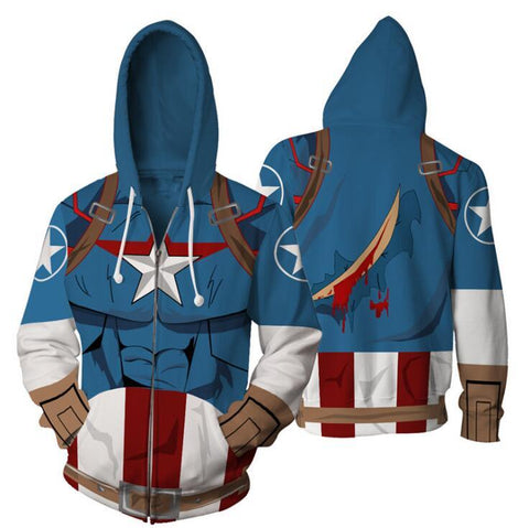 Captain America Hoodie - Steve Rogers Zip Up Hoodie CSOS554 - cosplaysos