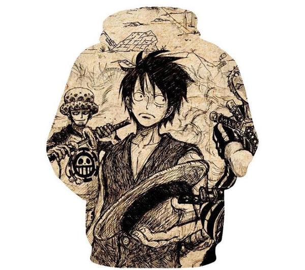 One Piece Hoodie - Monkey D. Luffy Pullover Hoodie CSOS555 - cosplaysos