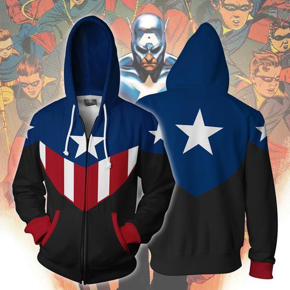 The Avengers Hoodie - Captain America Zip Up Hoodie CSOS556 - cosplaysos