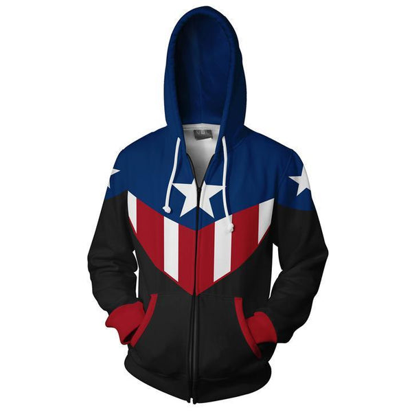 The Avengers Hoodie - Captain America Zip Up Hoodie CSOS556 - cosplaysos