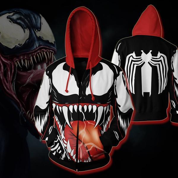 Spider-Man Hoodie - Venom Zip Up Hoodie - cosplaysos