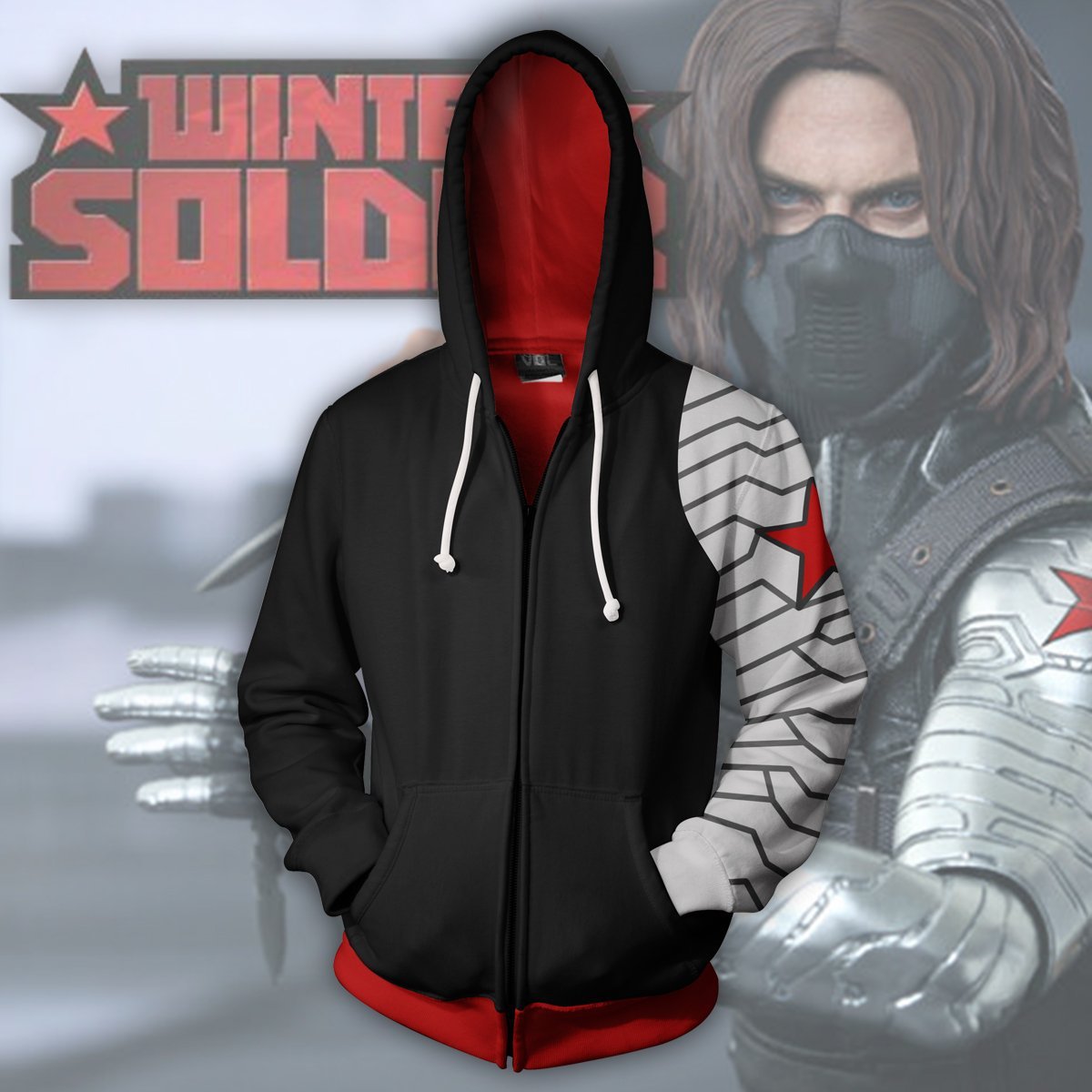 Captain America Hoodie - Winter Soldier Zip Up Hoodie CSOS634 - cosplaysos