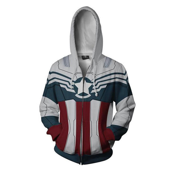 The Avengers Hoodie - Captain America Falcon Zip Up Hoodie CSOS637 - cosplaysos