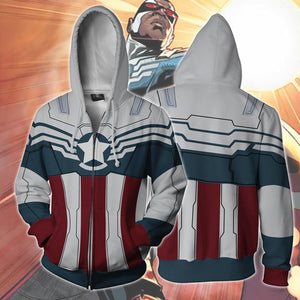 The Avengers Hoodie - Captain America Falcon Zip Up Hoodie CSOS637 - cosplaysos