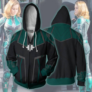 Captain Marvel Hoodie - Carol Danvers Zip Up Hoodie CSOS807 - cosplaysos