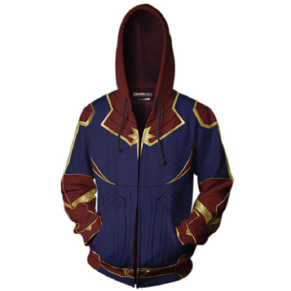 Captain Marvel Hoodie - Carol Danvers Zip Up Hoodie CSOS809 - cosplaysos