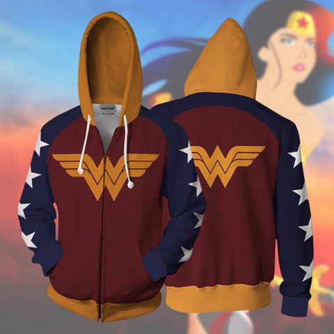 Wonder Woman Hoodie - Diana Prince Zip Up Hoodie CSOS813 - cosplaysos