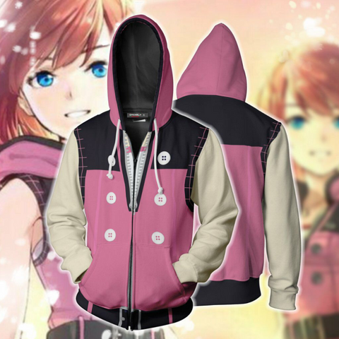 SZRXKJ Kingdom Hearts Hooded Zip Cardigan - Color Patchwork Graphic Hoodie For Men & Women