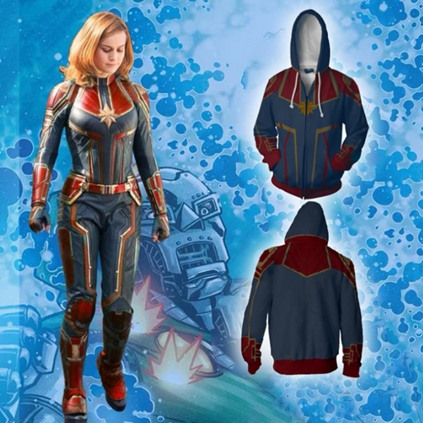Captain Marvel Hoodie - Carol Danvers Zip Up Hoodie CSOS826 - cosplaysos