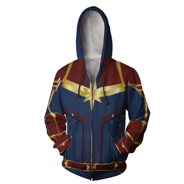 Captain Marvel Hoodie - Carol Danvers Zip Up Hoodie CSOS839 - cosplaysos