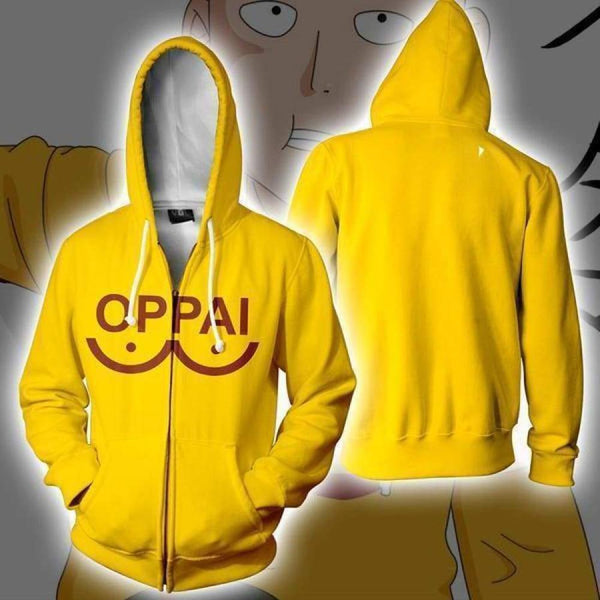One Punch Man Hoodies - Anime Oppai Zip Up Hooded Sweatshirt CSSO053 - cosplaysos